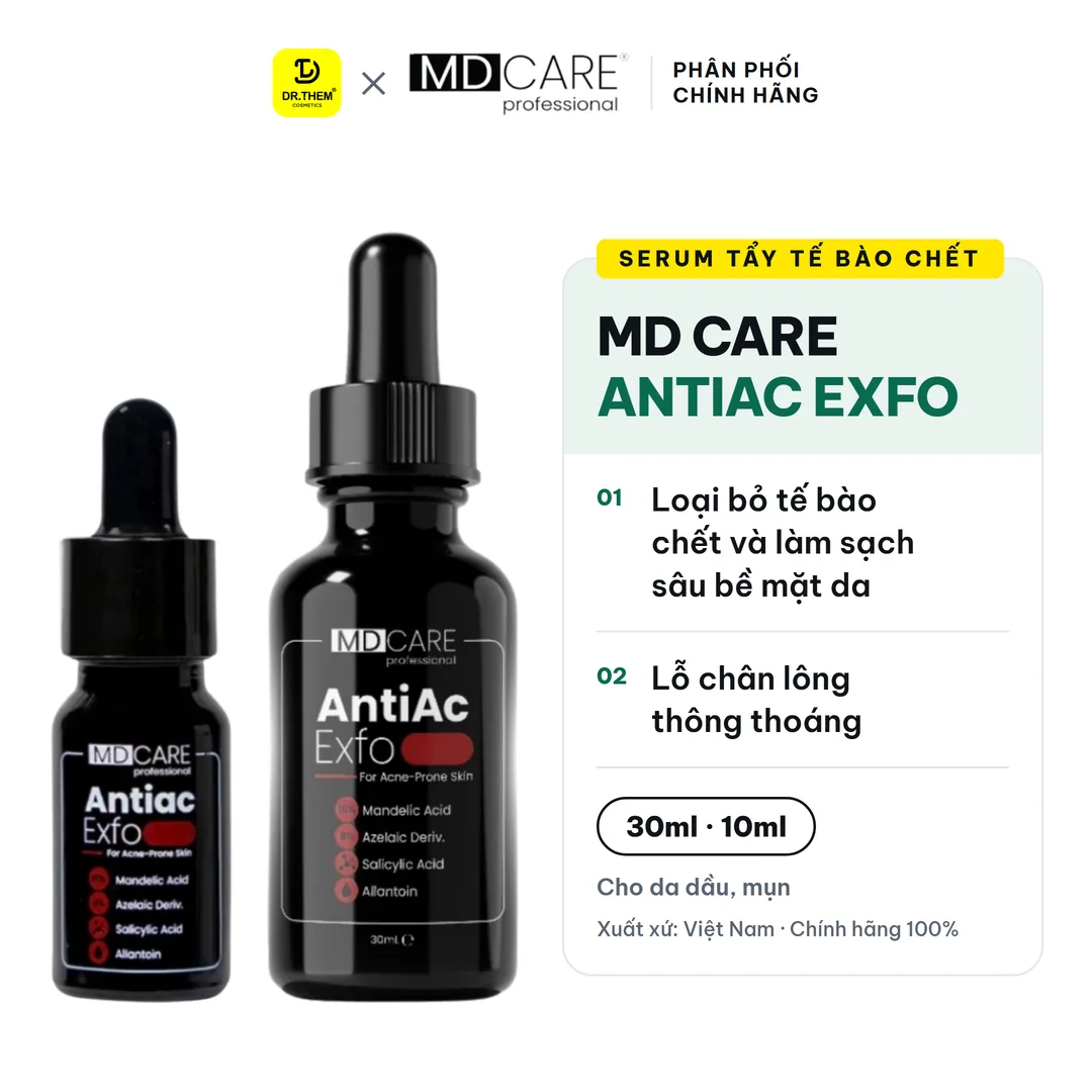 Tinh Chất Tẩy Tế Bào Chết MD CARE AntiAc Exfo Hỗ Trợ Giảm Mụn Kiềm Dầu Làm Dịu Da Cho Da Dầu Mụn 10ml/30ml