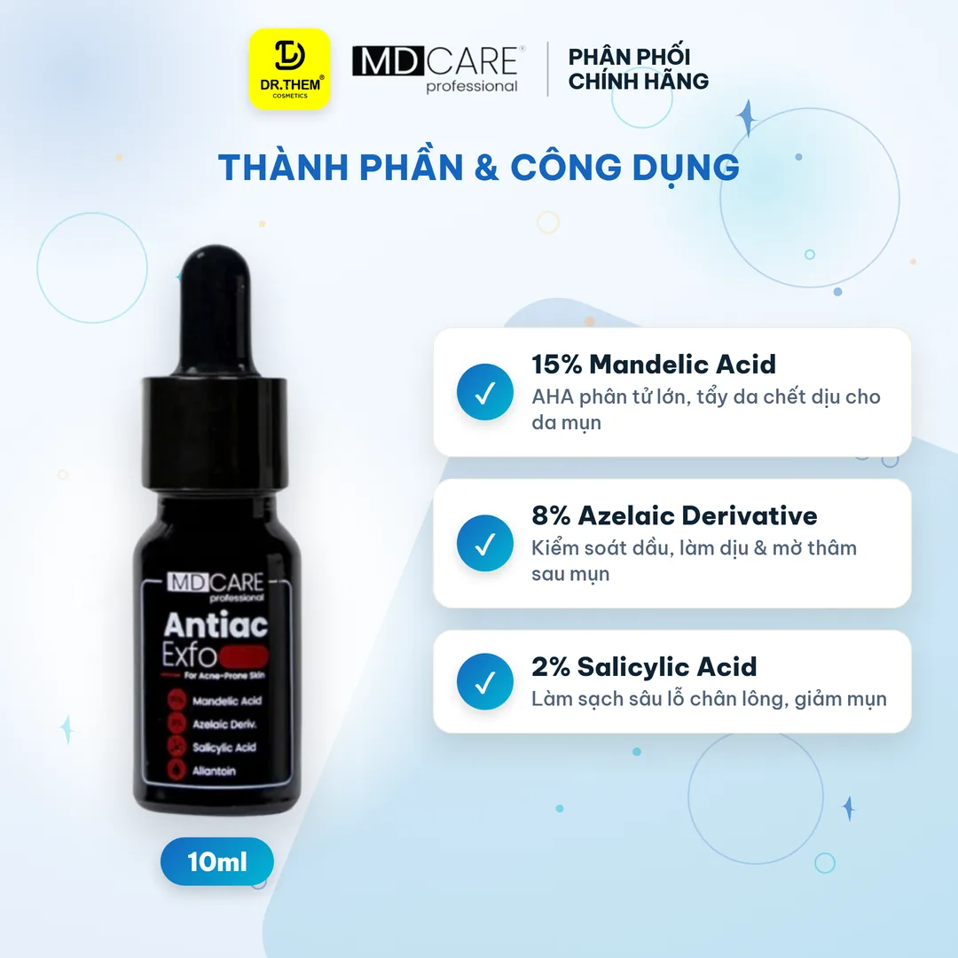 Tinh Chất Tẩy Tế Bào Chết MD CARE AntiAc Exfo Hỗ Trợ Giảm Mụn Kiềm Dầu Làm Dịu Da Cho Da Dầu Mụn 10ml 2
