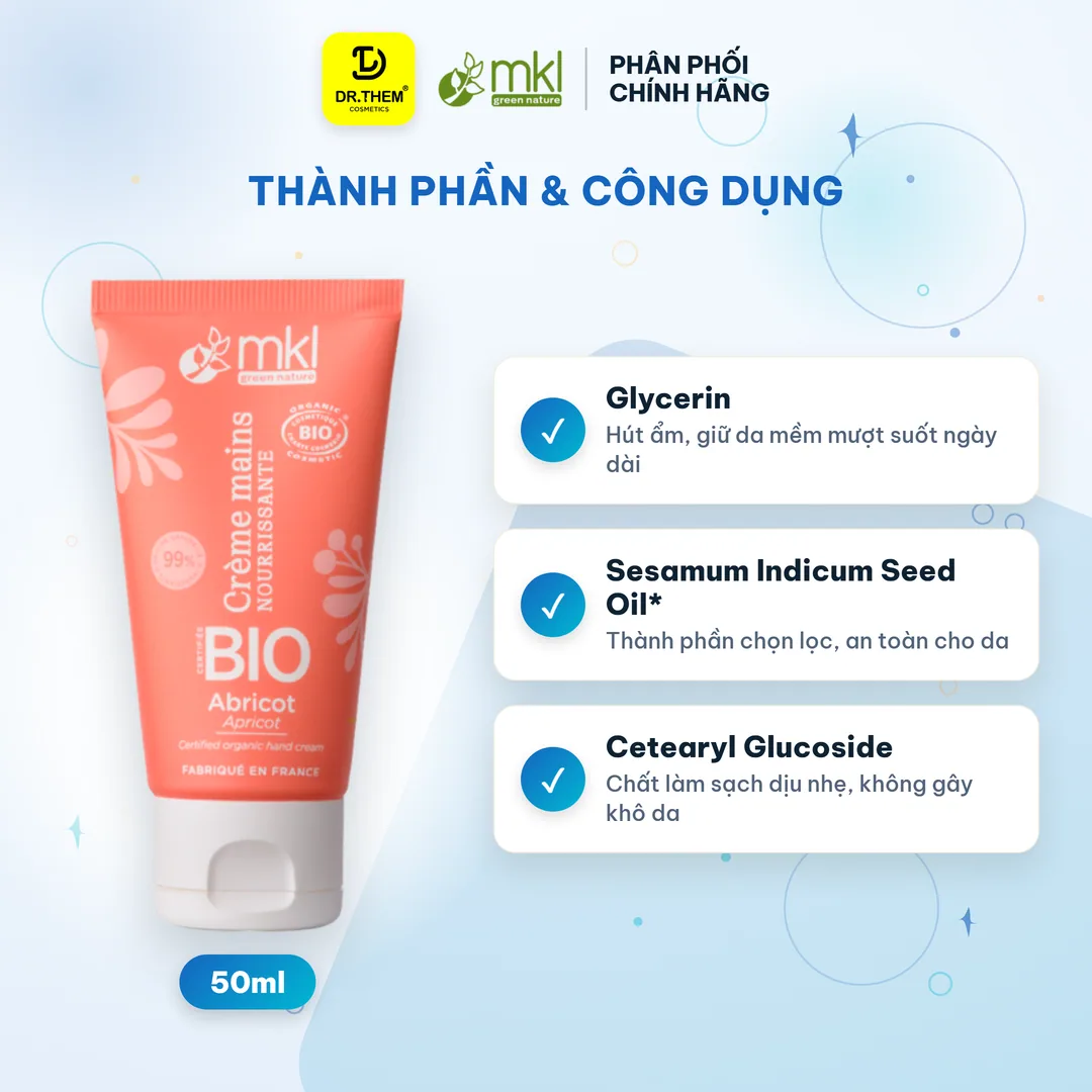Kem Dưỡng Tay Và Móng Hữu Cơ MKL Green Nature Ecocert Hương Quả Mơ (Abricot) 50ml 2