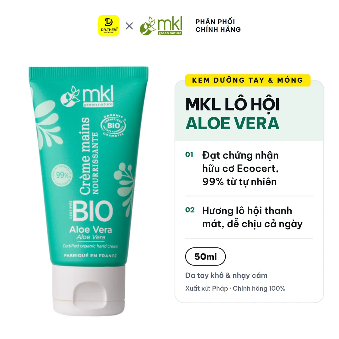 Kem Dưỡng Tay Và Móng Hữu Cơ MKL Green Nature Ecocert Hương Lô Hội (Aloe Vera) 50ml