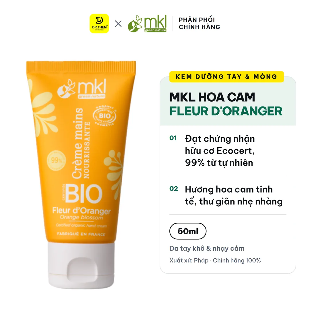 Kem Dưỡng Tay Và Móng Hữu Cơ MKL Green Nature Ecocert Hương Hoa Cam (Fleur d'Oranger) 50ml