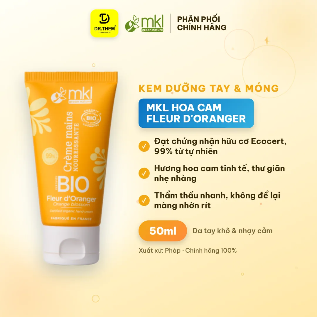 Kem Dưỡng Tay Và Móng Hữu Cơ MKL Green Nature Ecocert Hương Hoa Cam (Fleur d'Oranger) 50ml