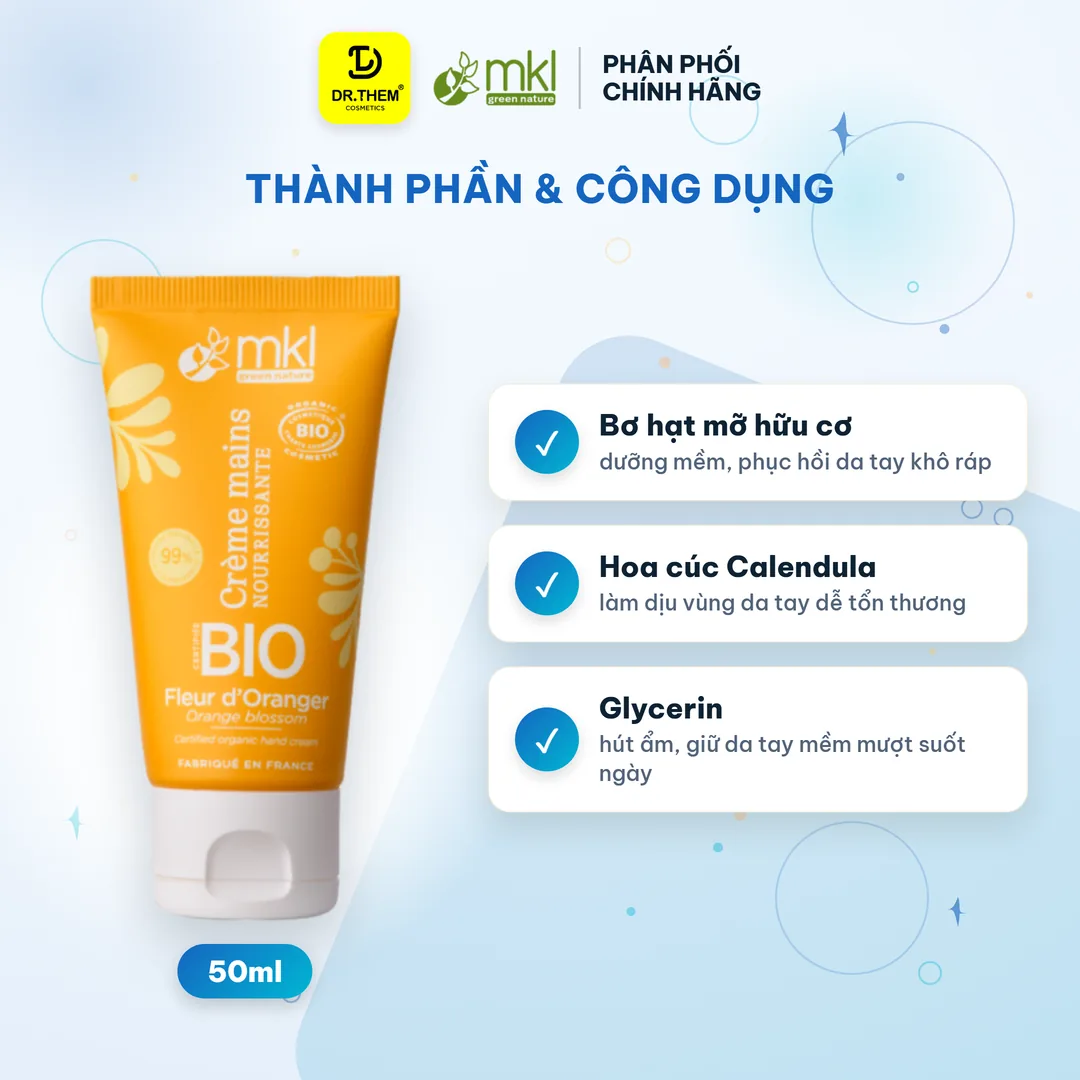 Kem Dưỡng Tay Và Móng Hữu Cơ MKL Green Nature Ecocert Hương Hoa Cam (Fleur d'Oranger) 50ml 2