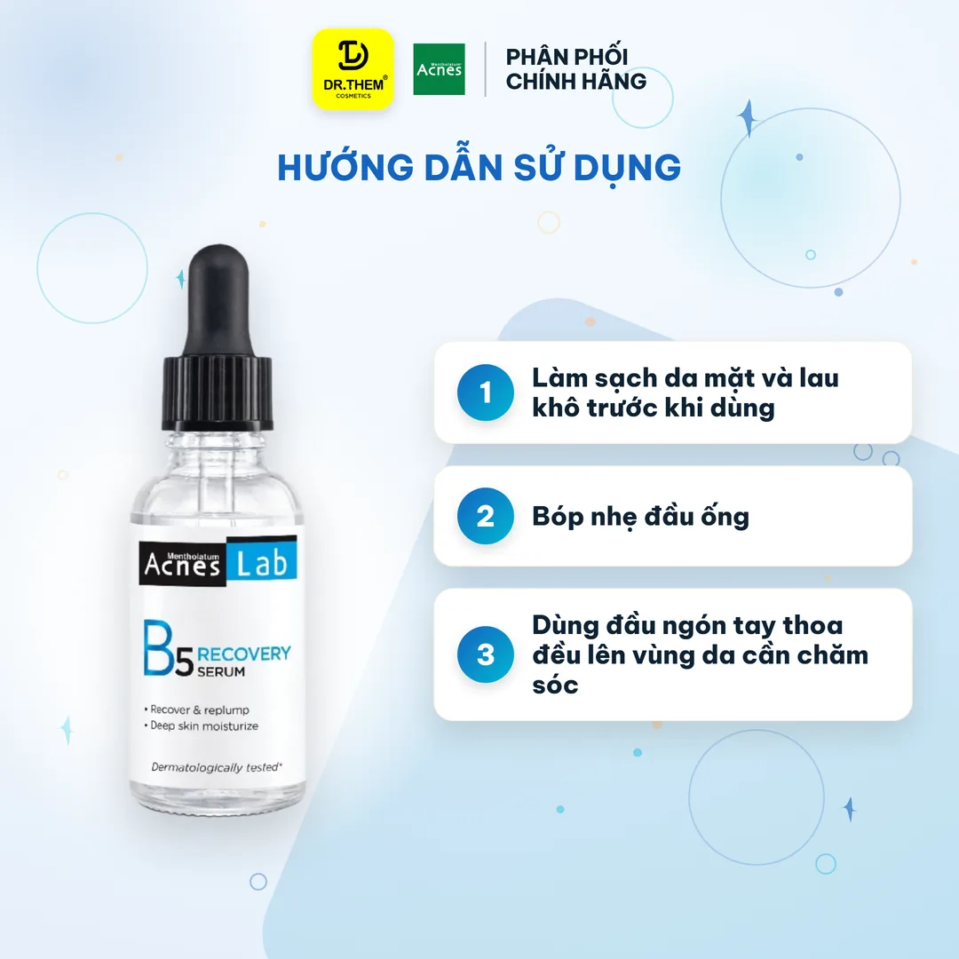 Serum Acnes Lab B5 Recovery Serum Dưỡng Ẩm Chuyên Sâu Làm Dịu Hỗ Trợ Phục Hồi Cho Da Mụn Da Nhạy Cảm 25ml – hướng dẫn sử dụng