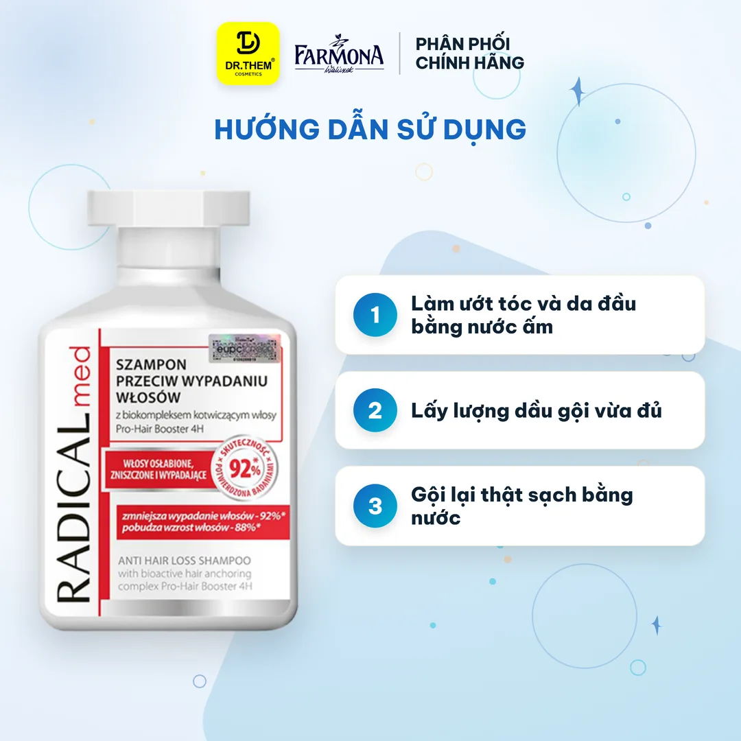Dầu Gội Farmona Radical Med Anti Hair Loss Shampoo Hỗ Trợ Giảm Rụng Tóc Chắc Khỏe Tóc 100ml 300ml – hướng dẫn sử dụng