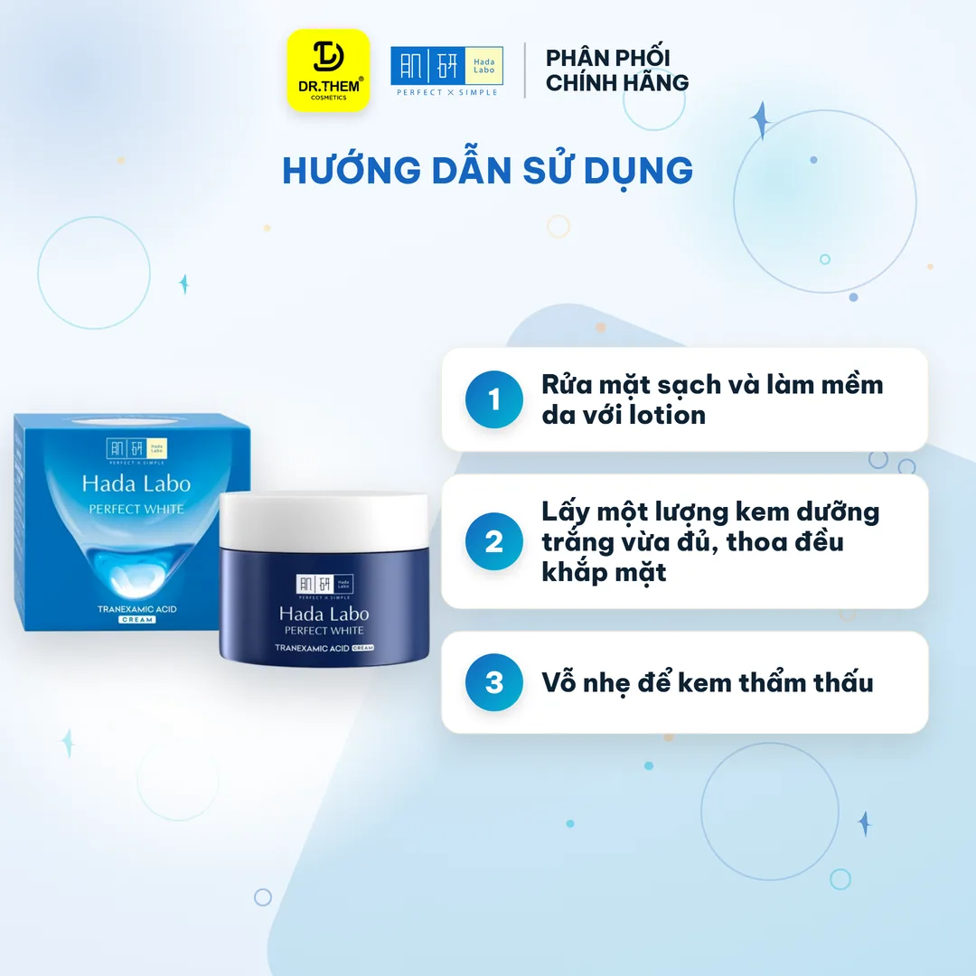 Kem Dưỡng Trắng Hada Labo Perfect White Tranexamic Acid Cream Khóa Ẩm Sáng Da Hỗ Trợ Mờ Thâm Sạm Cho Mọi Loại Da 50g – hướng dẫn sử dụng