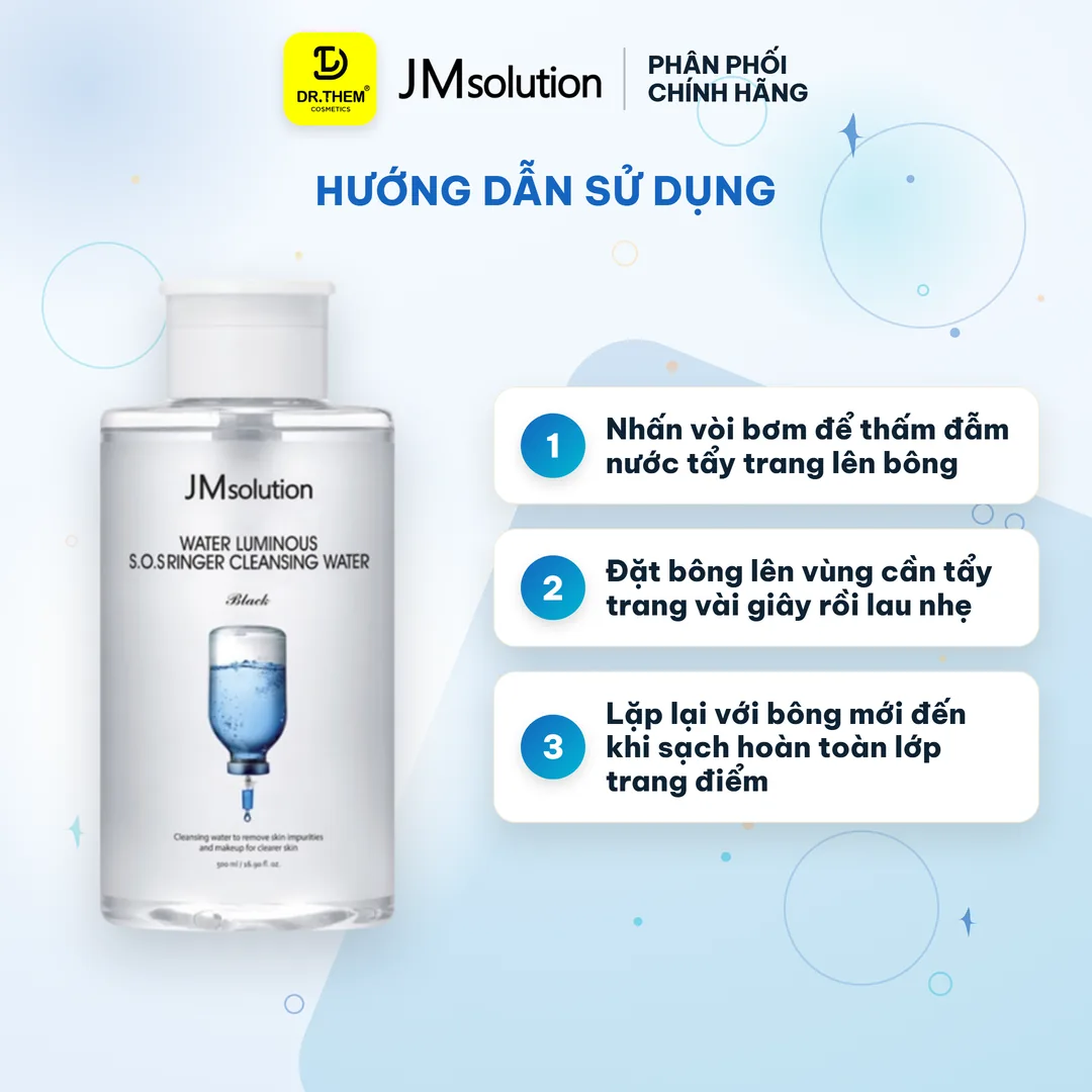 Nước Tẩy Trang JMsolution Centella Ceramide S.O.S Ringer Cleansing Water Làm Sạch Cấp Ẩm Cho Mọi Loại Da 500ml 850ml – hướng dẫn sử dụng