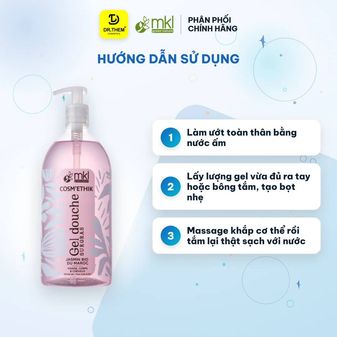 Gel Tắm Hữu Cơ MKL Green Nature Shower Gel pH5.5 Không Xà Phòng Dưỡng Ẩm Dịu Nhẹ Cho Da Nhạy Cảm 1000ml – hướng dẫn sử dụng