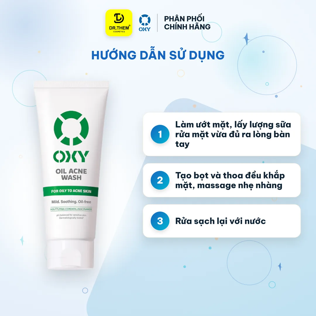 Sữa Rửa Mặt OXY Oil Acne Wash Giảm Dầu Và Dịu Da 8 Giờ Hỗ Trợ Ngừa Mụn Cho Da Hỗn Hợp Thiên Dầu Da Mụn 100g – hướng dẫn sử dụng