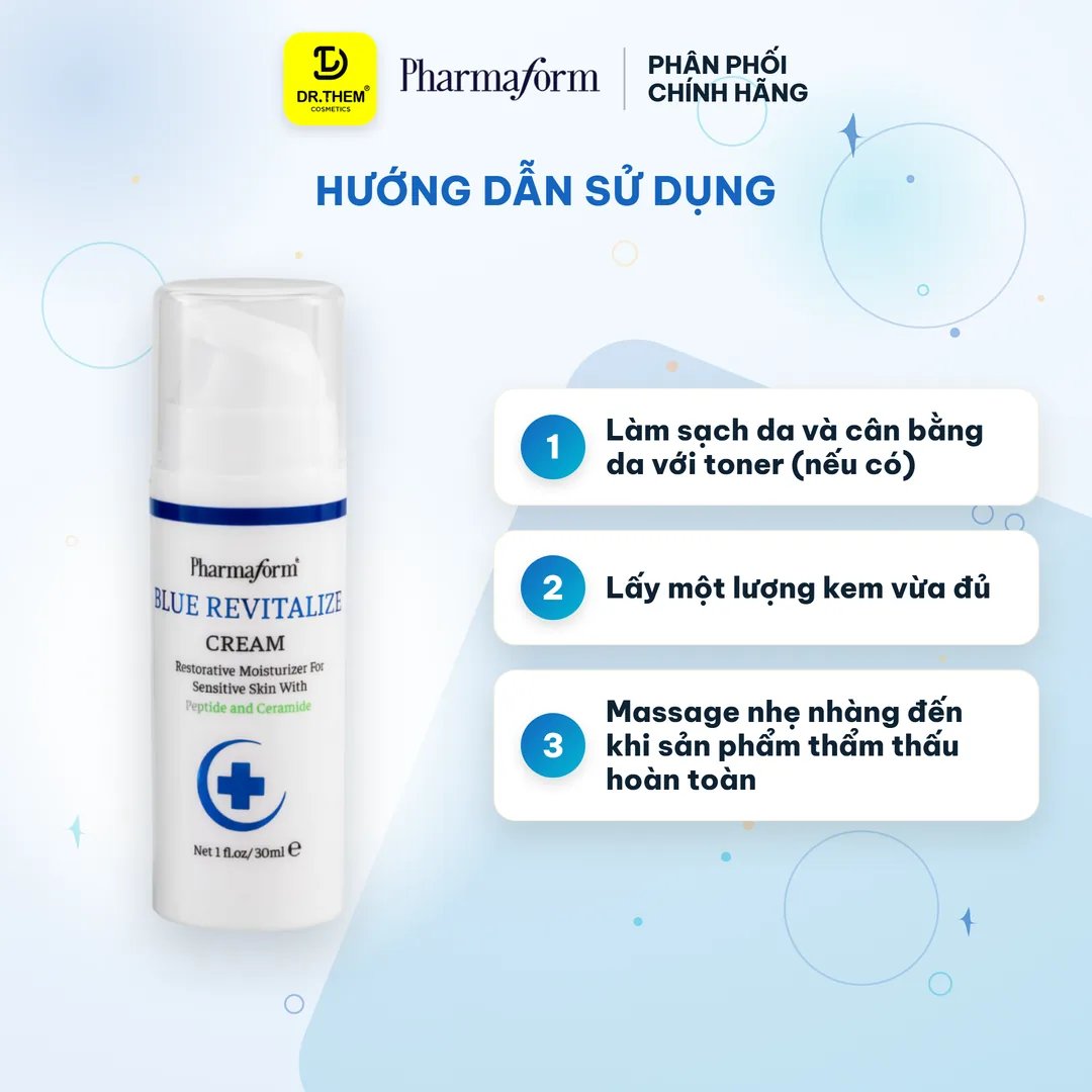 Kem Dưỡng Ẩm Pharmaform Blue Revitalize Phục Hồi Chống Ánh Sáng Xanh Hỗ Trợ Chống Lão Hóa Cho Mọi Loại Da 30ml – hướng dẫn sử dụng