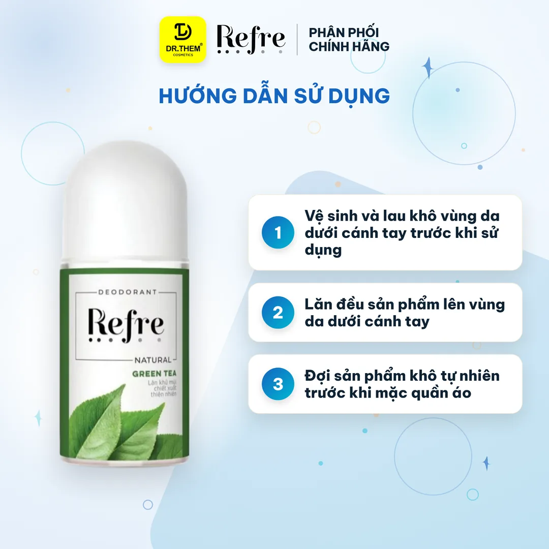 Lăn Khử Mùi Refre Natural Chiết Xuất Thiên Nhiên Khử Mùi Giảm Tiết Mồ Hôi 48H Dịu Nhẹ Không Cồn 40ml – hướng dẫn sử dụng
