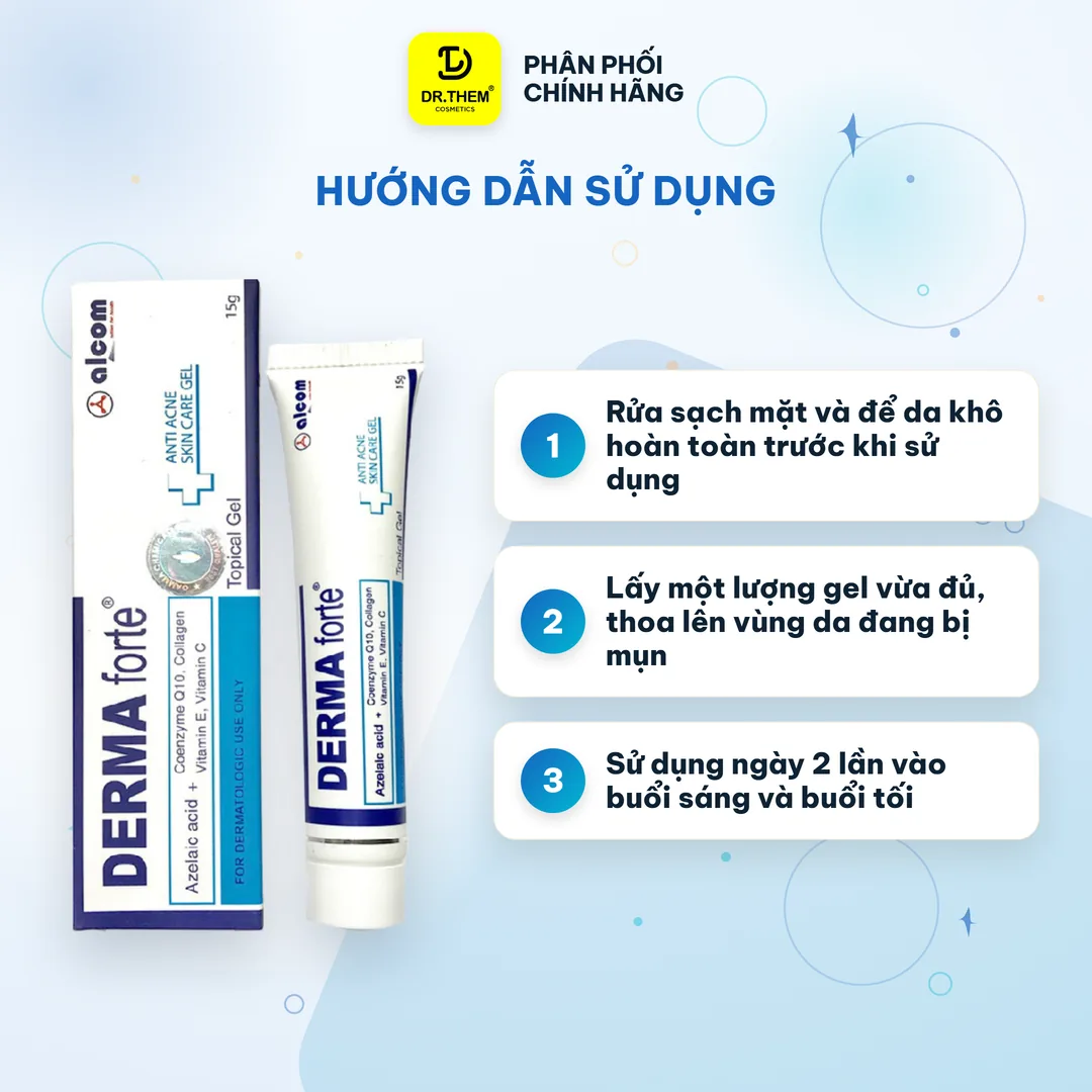 Gel Giảm Mụn Alcom Derma Forte Bản Thường Azelaic Acid Và Bản Advanced Tazarotene Hỗ Trợ Giảm Mụn Mờ Thâm 15g – hướng dẫn sử dụng