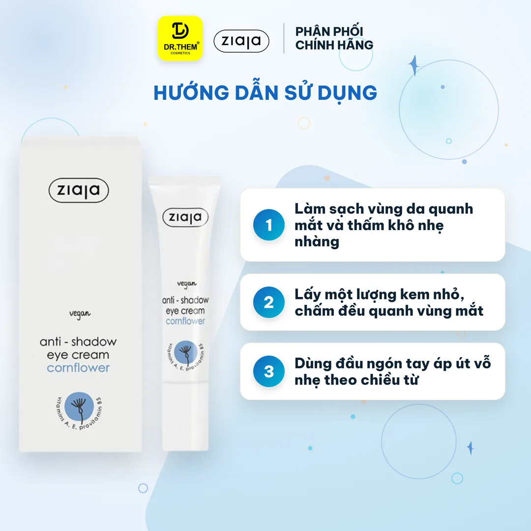 Kem Dưỡng Mắt Ziaja Anti-Shadow Eye Cream Hỗ Trợ Giảm Quầng Thâm Dưỡng Ẩm Vùng Da Quanh Mắt 15ml – hướng dẫn sử dụng