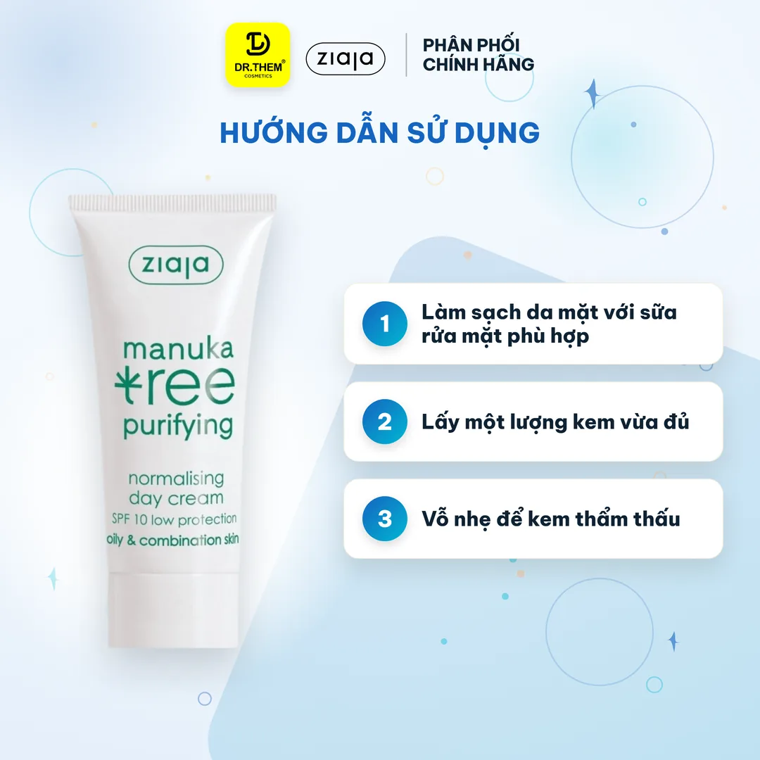 Kem Dưỡng Ziaja Manuka Tree Purifying Normalising Kiềm Dầu Cân Bằng Ngày Đêm Cho Da Dầu Mụn 50ml – hướng dẫn sử dụng
