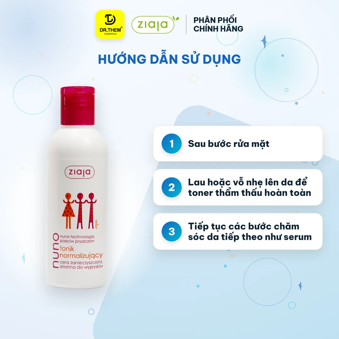 Toner Ziaja Nuno Nước Cân Bằng Cấp Ẩm Hỗ Trợ Ngừa Mụn Giảm Dầu Thừa Cho Da Dầu Da Hỗn Hợp Da Mụn 200ml – hướng dẫn sử dụng