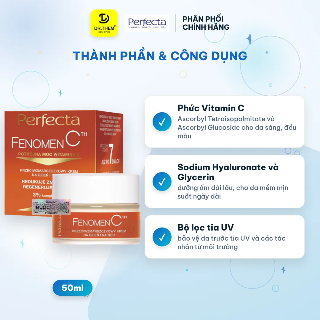 Kem Dưỡng Perfecta Fenomen C Glebokie Nawilzenie Sáng Da Dưỡng Ẩm Sâu Ngày Đêm Cho Da Khô Xỉn Màu 50ml – thành phần & công dụng