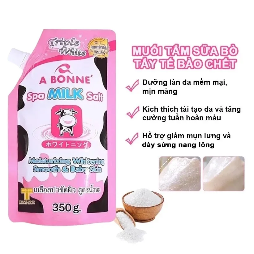 Muối Tắm Tẩy Tế Bào Chết A Bonne Spa Milk Salt Sữa Bò Sữa Chua Vitamin C Dưỡng Da Mịn Màng 350g 2