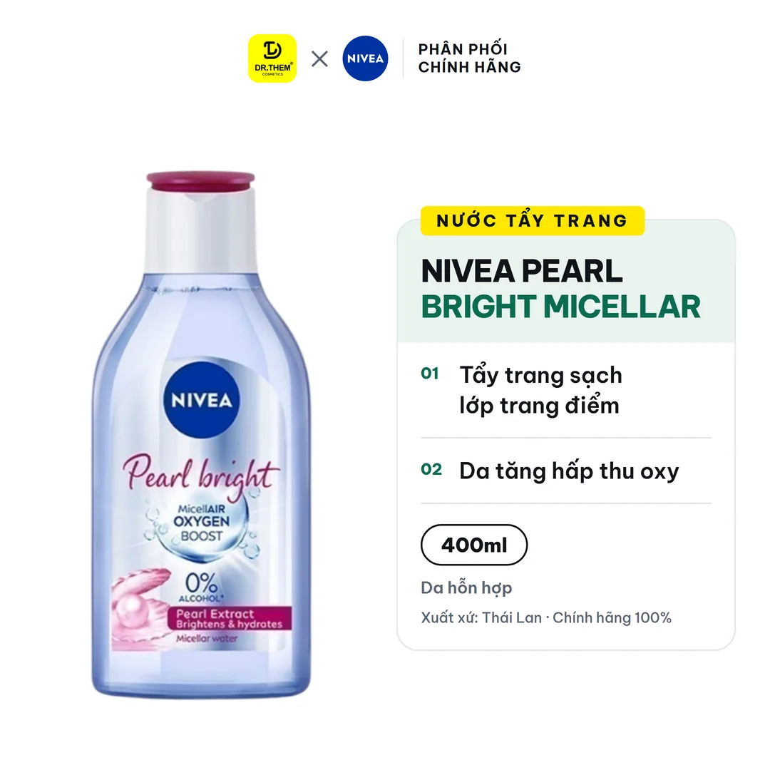 Nước Tẩy Trang Nivea Pearl Bright Micellar Water Làm Sạch Sâu Dưỡng Sáng Da 400ml