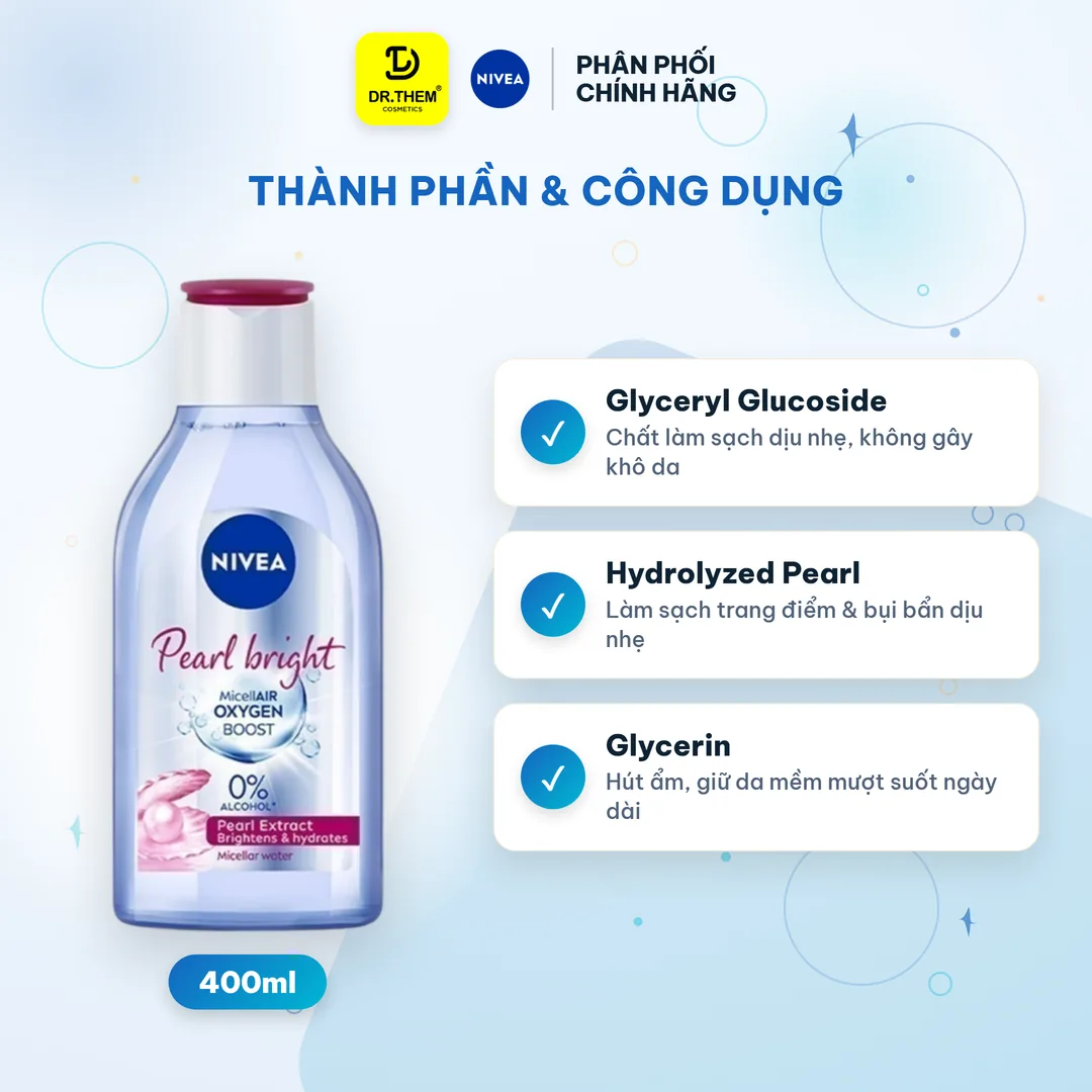 Nước Tẩy Trang Nivea Pearl Bright Micellar Water Làm Sạch Sâu Dưỡng Sáng Da 400ml 2