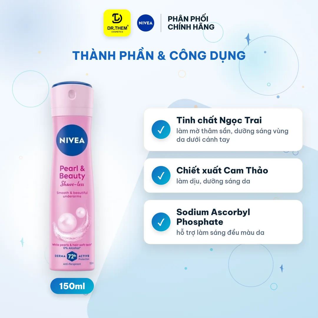Xịt Khử Mùi Nivea Pearl & Beauty Shave-Less Ngọc Trai Mềm Mịn 150ml 2