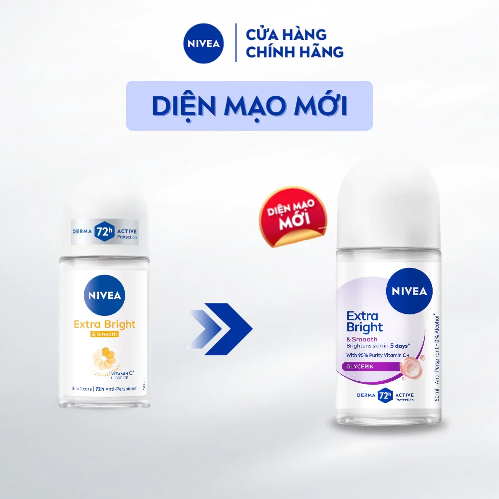 Lăn Khử Mùi Nivea Extra Bright Extra Smooth Ngăn Mồ Hôi 72 Giờ Dưỡng Sáng Vùng Da Dưới Cánh Tay 50ml 4