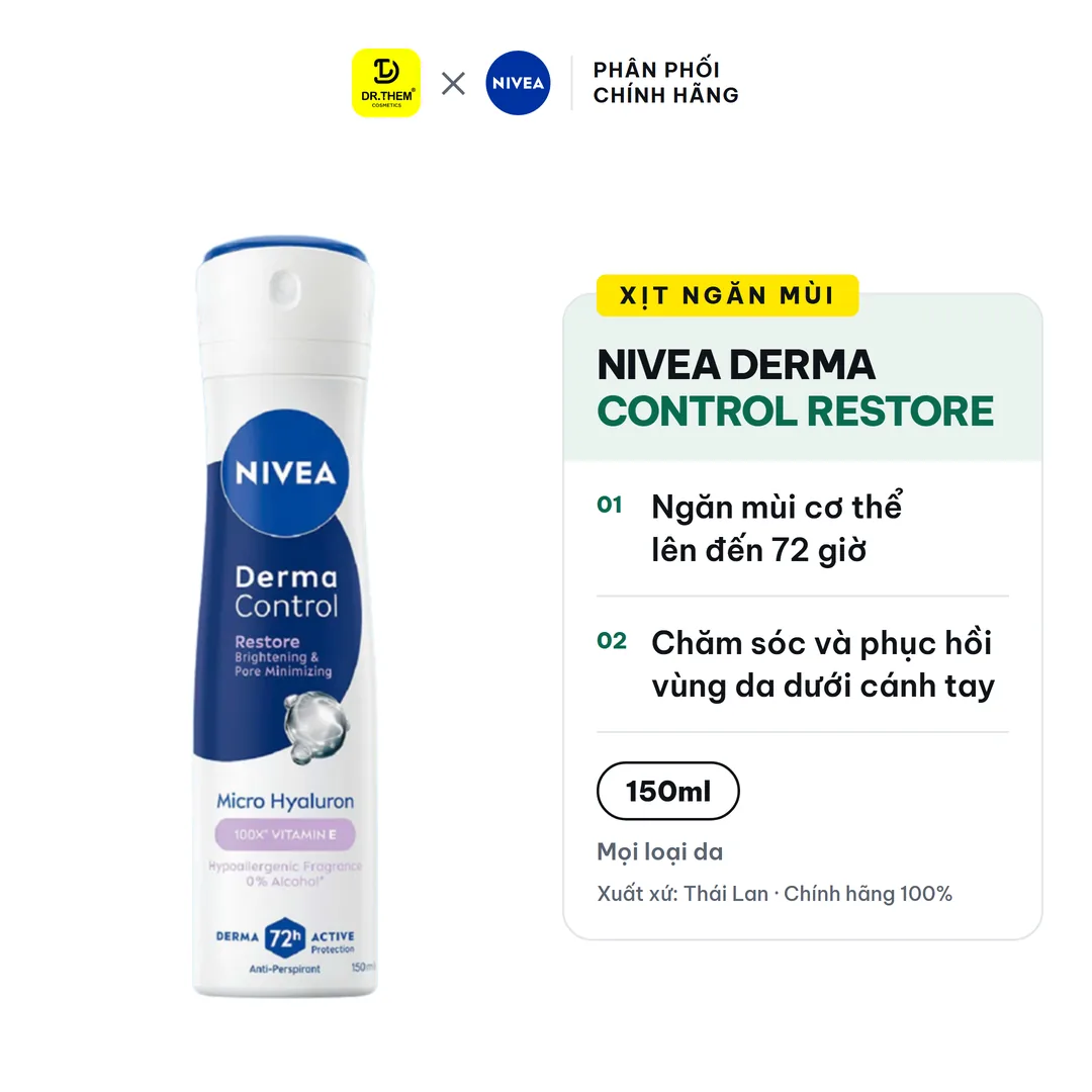 Xịt Ngăn Mùi Nivea Derma Control Restore Thu Nhỏ Lỗ Chân Lông 150ml