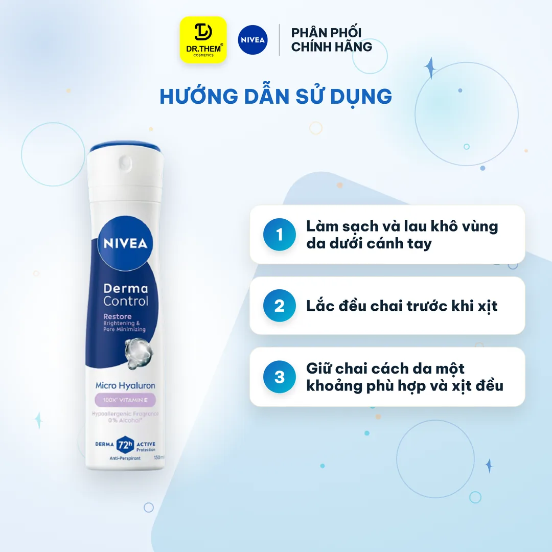 Xịt Ngăn Mùi Nivea Derma Control Restore Thu Nhỏ Lỗ Chân Lông 150ml 3