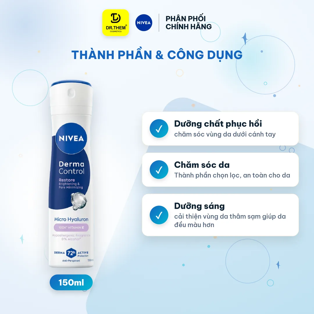 Xịt Ngăn Mùi Nivea Derma Control Restore Thu Nhỏ Lỗ Chân Lông 150ml 2