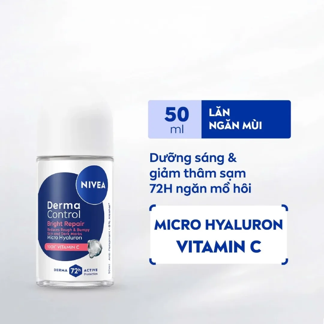 Xịt Lăn Ngăn Mùi Nivea Derma Control Bright Dưỡng Sáng Làm Đều Màu Da Vùng Dưới Cánh Tay 50ml/150ml 2