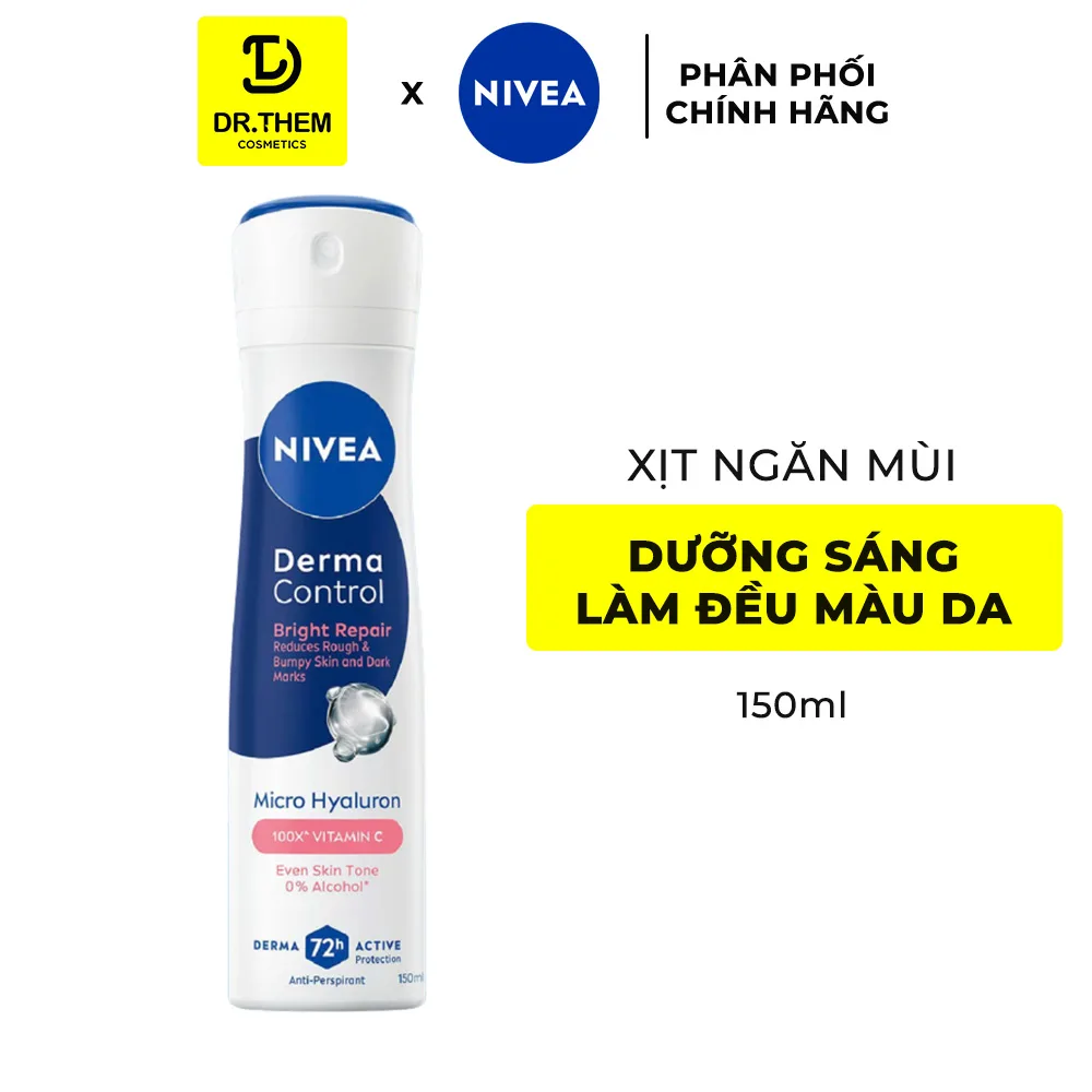 Xịt Lăn Ngăn Mùi Nivea Derma Control Bright Dưỡng Sáng Làm Đều Màu Da Vùng Dưới Cánh Tay 50ml/150ml 7