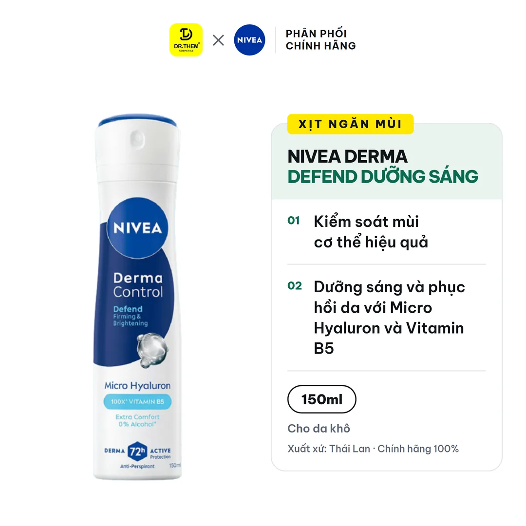 Xịt Ngăn Mùi Nivea Derma Defend Dưỡng Sáng Và Phục Hồi 150ml