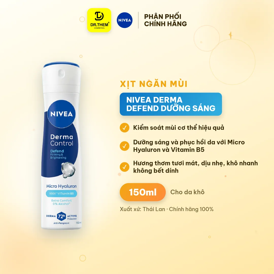 Xịt Ngăn Mùi Nivea Derma Defend Dưỡng Sáng Và Phục Hồi 150ml