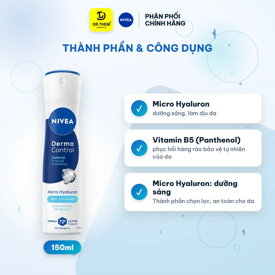 Xịt Ngăn Mùi Nivea Derma Defend Dưỡng Sáng Và Phục Hồi 150ml 2