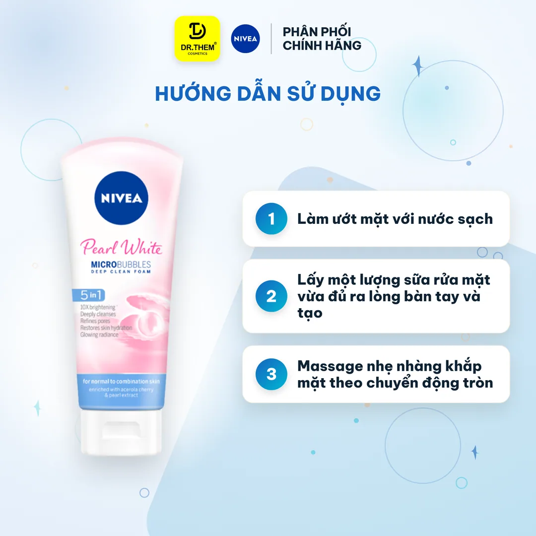 Sữa Rửa Mặt Nivea Pearl White Micro Bubbles Deep Clean Foam Ngọc Trai Hỗ Trợ Sáng Da 100g 3