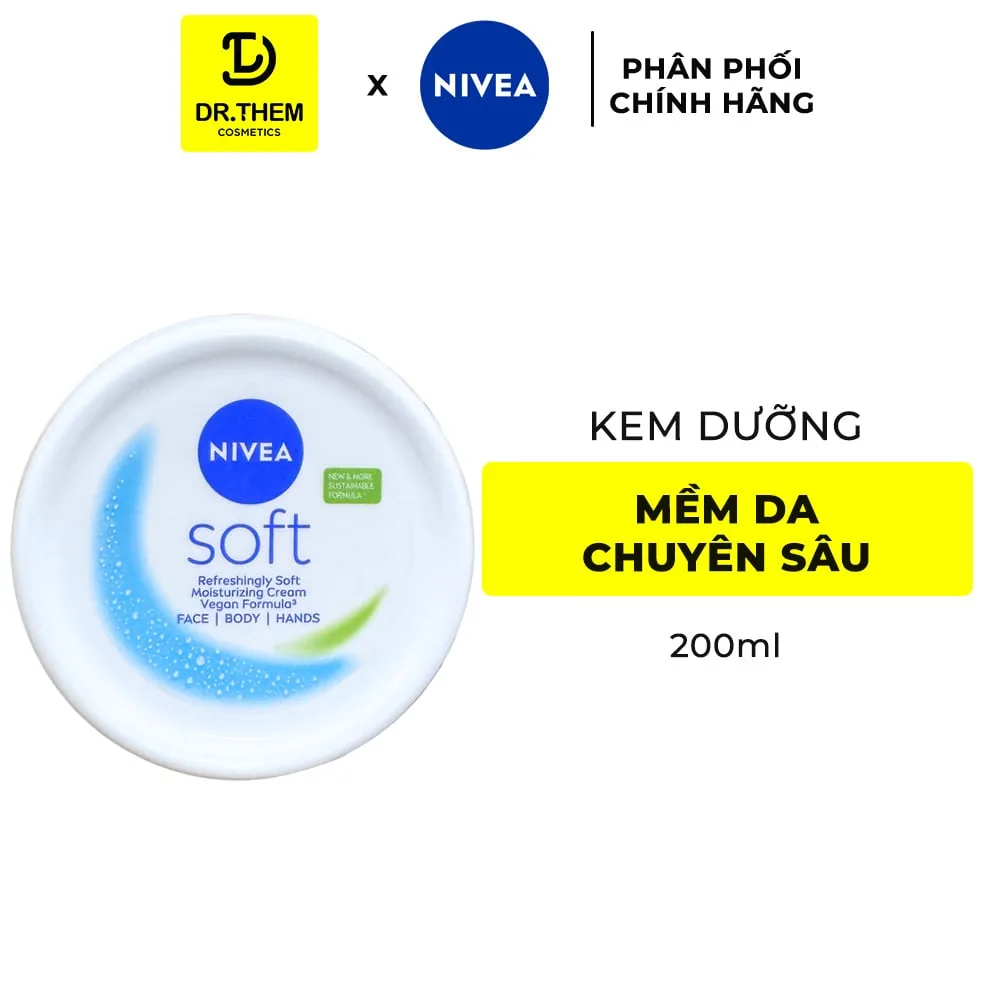 Kem Dưỡng Mềm Da Nivea Soft Crème Tinh Dầu Jojoba Và Vitamin E Dưỡng Ẩm Cho Da Mềm Mịn Dùng Cho Mặt Tay Toàn Thân 200ml