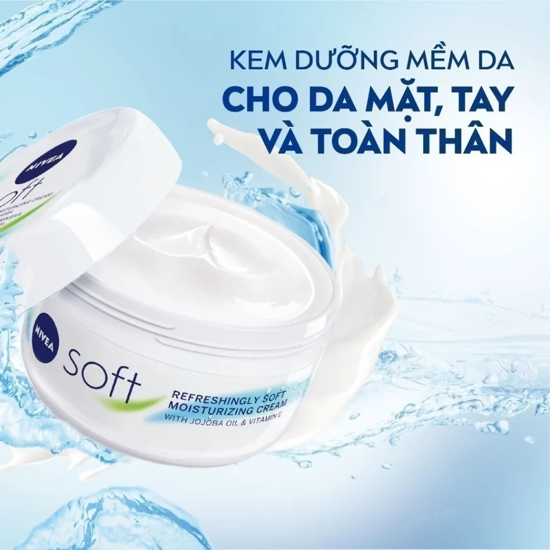 Kem Dưỡng Mềm Da Nivea Soft Crème Tinh Dầu Jojoba Và Vitamin E Dưỡng Ẩm Cho Da Mềm Mịn Dùng Cho Mặt Tay Toàn Thân 200ml 2