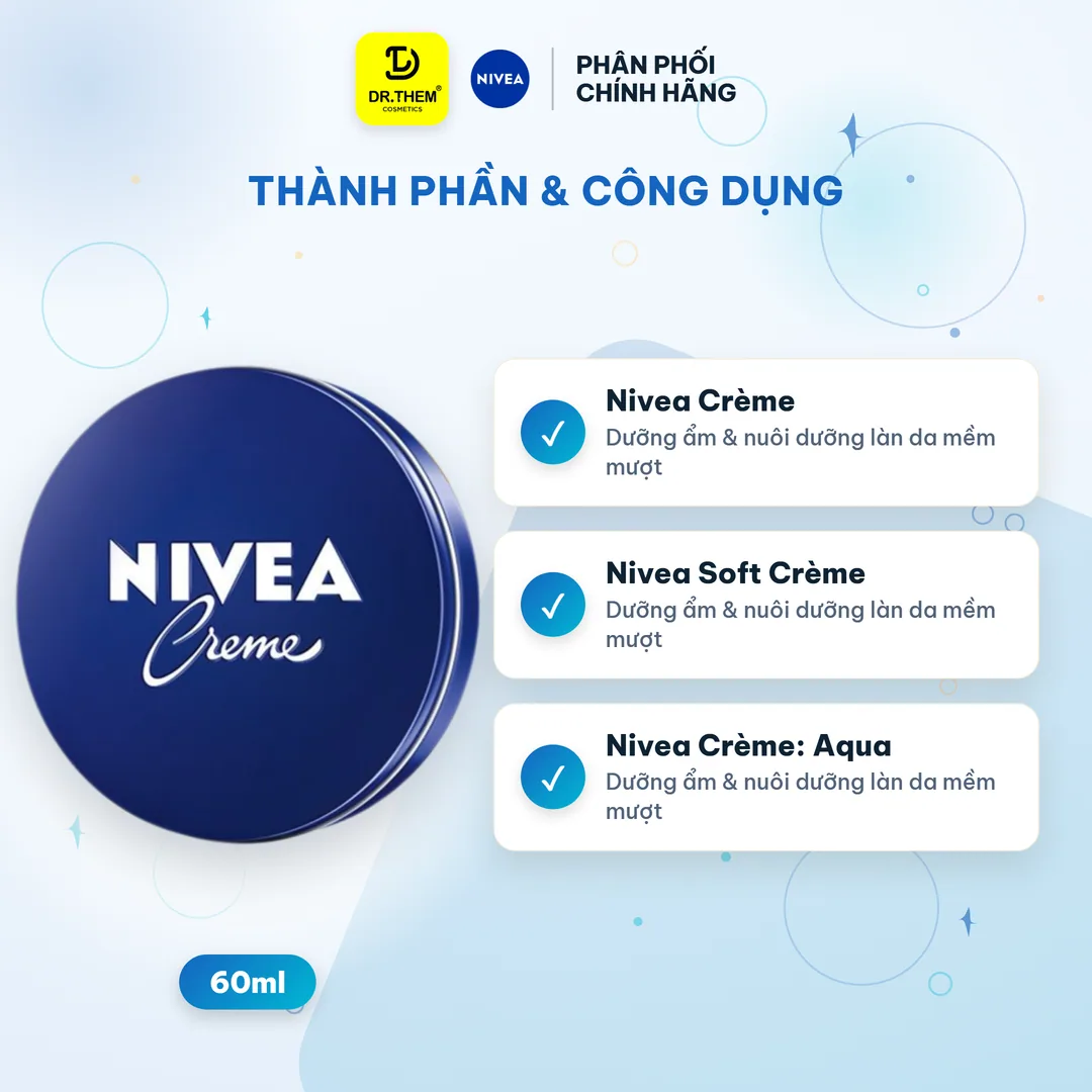 Kem Dưỡng Ẩm Da Nivea Crème Dưỡng Ẩm Sâu 24 Giờ Chiết Xuất Sữa Và Eucerit Cho Da Khô Dùng Cho Mặt Tay Toàn Thân 60ml 7
