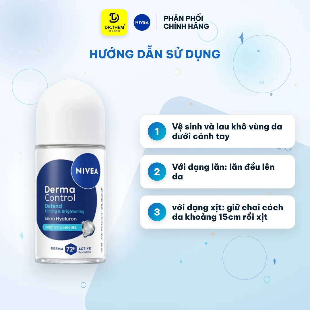 Xịt Lăn Ngăn Mùi Nivea Derma Control Defend Dưỡng Sáng Hỗ Trợ Phục Hồi Cho Da Nhạy Cảm 50ml/150ml 8
