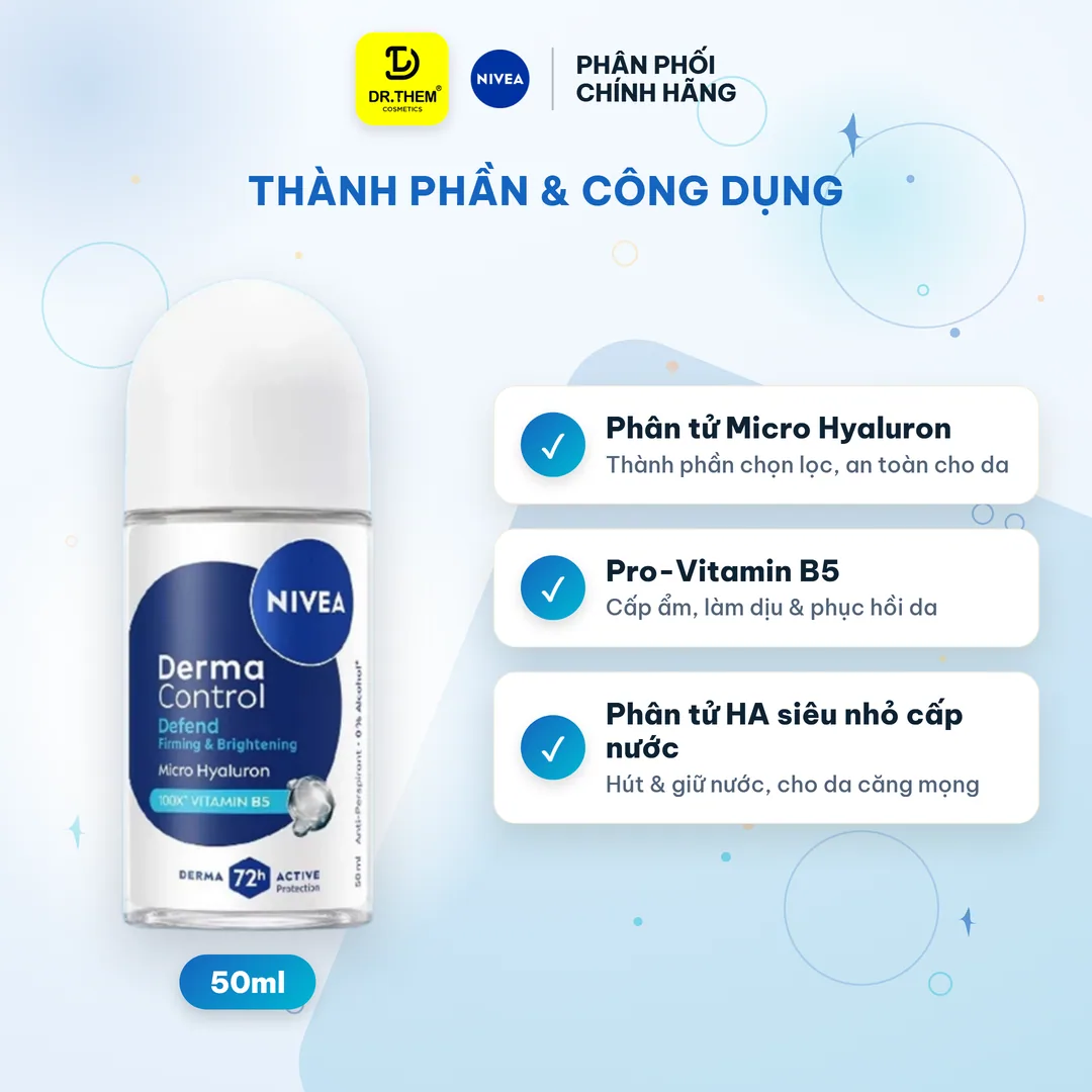 Xịt Lăn Ngăn Mùi Nivea Derma Control Defend Dưỡng Sáng Hỗ Trợ Phục Hồi Cho Da Nhạy Cảm 50ml/150ml 7