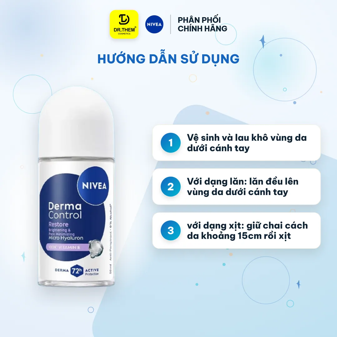 Xịt Lăn Ngăn Mùi Nivea Derma Control Restore Hỗ Trợ Phục Hồi Hàng Rào Da Thu Nhỏ Lỗ Chân Lông 50ml/150ml 8