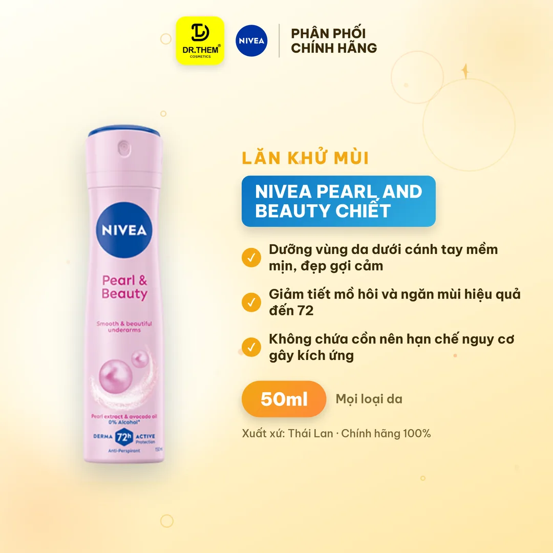 Lăn Khử Mùi Nivea Pearl And Beauty Chiết Xuất Ngọc Trai Dưỡng Sáng Mềm Mịn Ngăn Mùi 72 Giờ 50ml