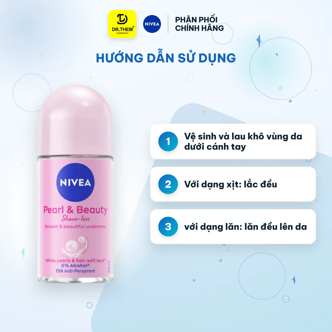 Xịt Lăn Khử Mùi Nivea Pearl And Beauty Shave Less Ngọc Trai Mềm Mịn Hỗ Trợ Làm Mờ Thâm Sần 50ml/150ml 7