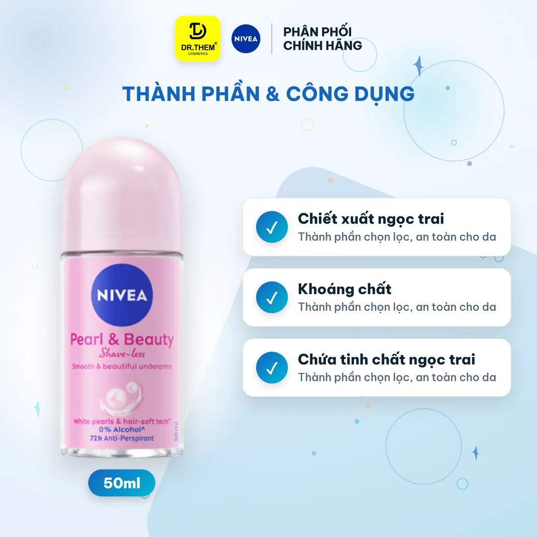 Xịt Lăn Khử Mùi Nivea Pearl And Beauty Shave Less Ngọc Trai Mềm Mịn Hỗ Trợ Làm Mờ Thâm Sần 50ml/150ml 6