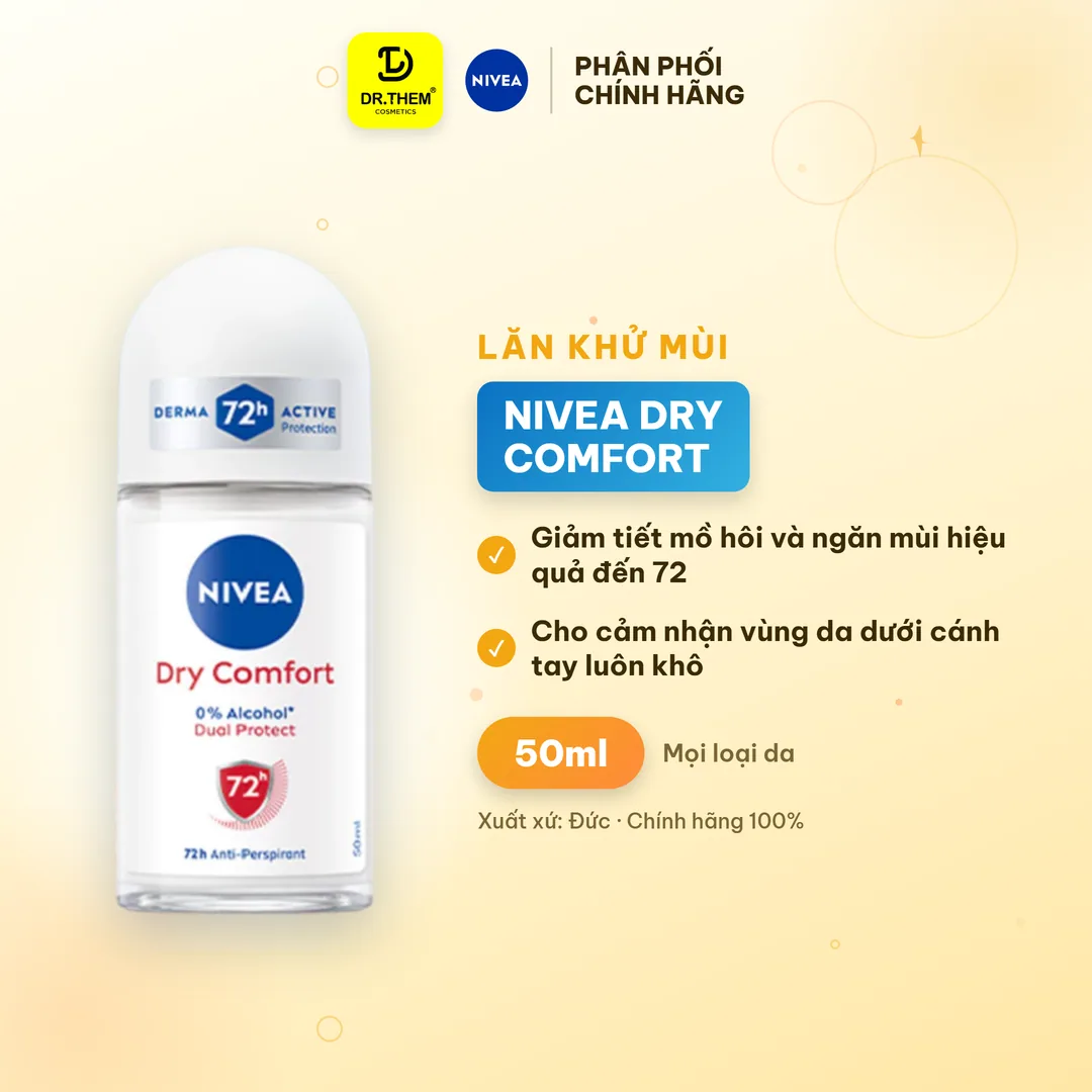 Lăn Khử Mùi Nivea Extra Bright Smooth Và Dry Comfort Ngăn Mồ Hôi 72 Giờ Dưỡng Sáng Vùng Da Dưới Cánh Tay 50ml 3