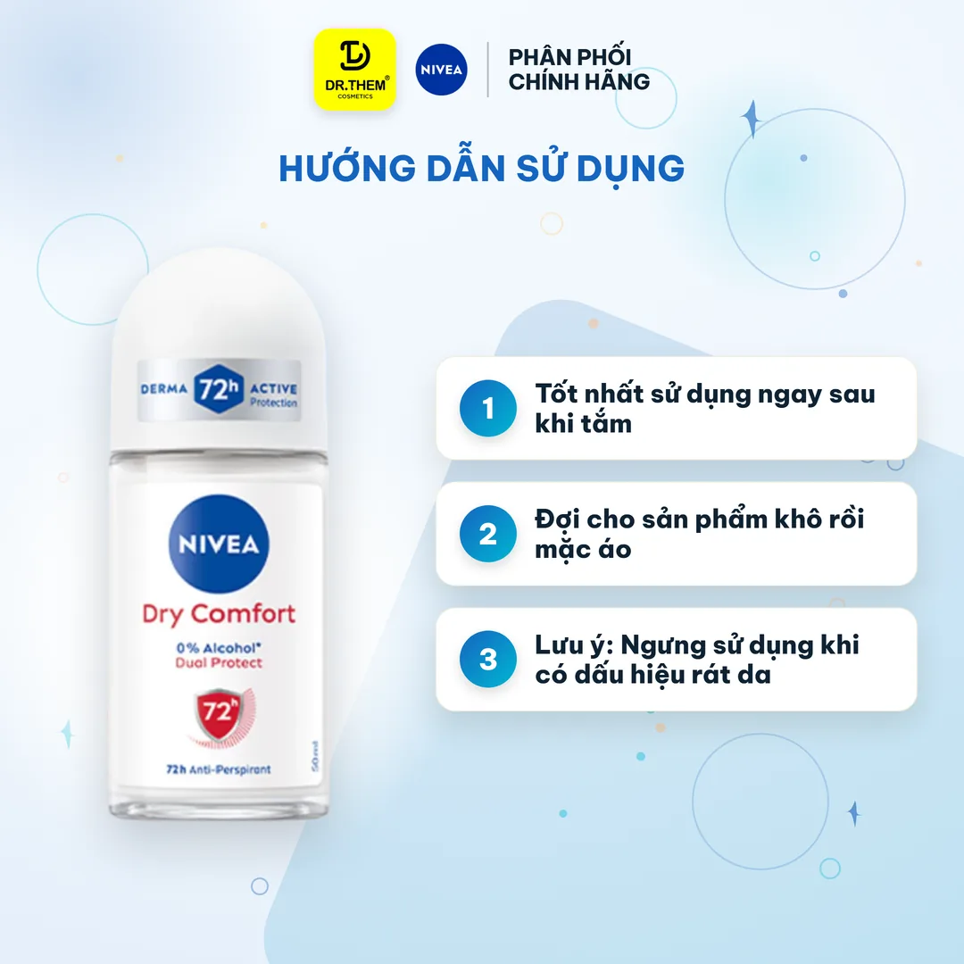 Lăn Khử Mùi Nivea Khô Thoáng Dưỡng Sáng Mịn Mượt 50ml 3