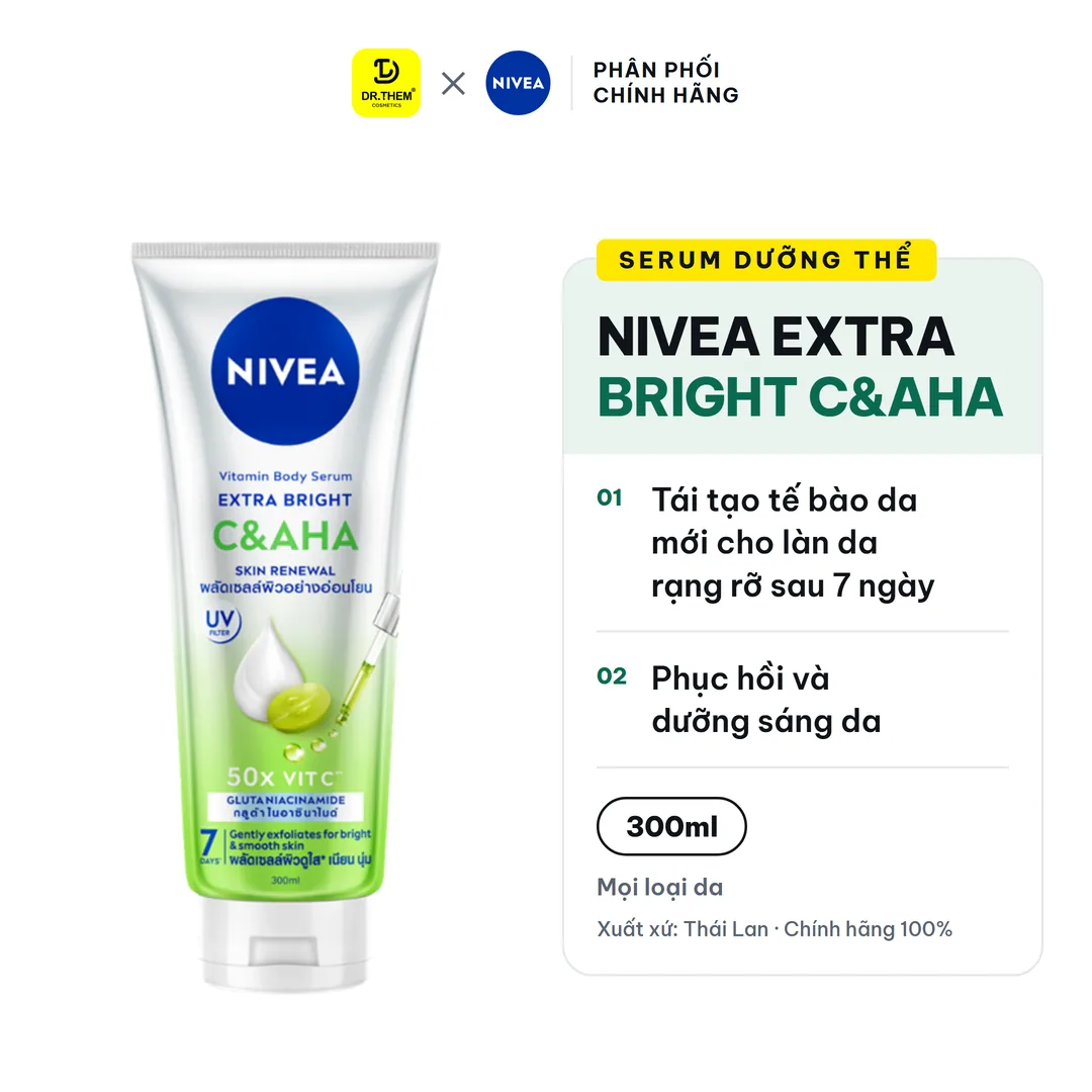 Serum Dưỡng Thể NIVEA Vitamin Extra Bright C&AHA Dưỡng Trắng & Làm Sạch Da Chết 300ml