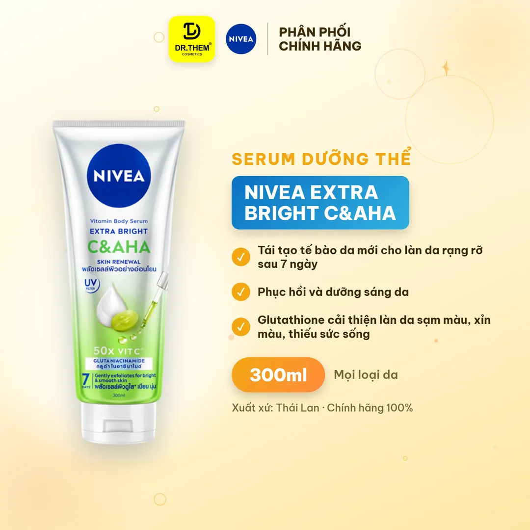 Serum Dưỡng Thể NIVEA Vitamin Extra Bright C&AHA Dưỡng Trắng & Làm Sạch Da Chết 300ml