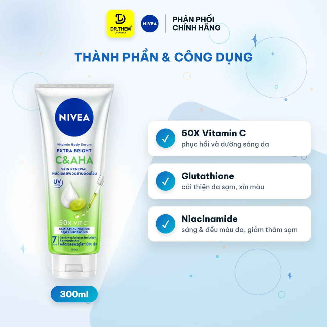 Serum Dưỡng Thể NIVEA Vitamin Extra Bright C&AHA Dưỡng Trắng & Làm Sạch Da Chết 300ml 2