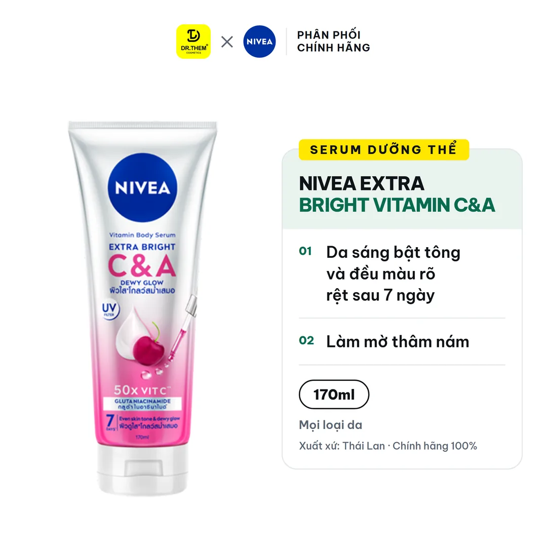 Serum Dưỡng Thể NIVEA Extra Bright Vitamin C&A Dewy Glow 170ml