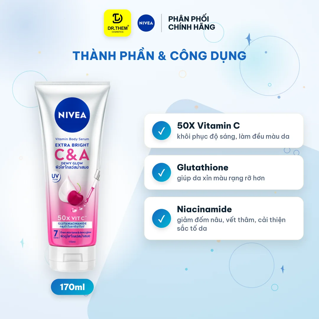 Serum Dưỡng Thể NIVEA Extra Bright Vitamin C&A Dewy Glow 170ml 2